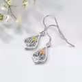 TOUPOP Sterling Silver Stone Flower Dangle Drop Leverback Earrings-0-2