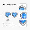 wholesale 925 Sterling Silver Heart-Shaped Blue Fire Opal & Cubic Zirconia Stud Earrings - 6MM-0-4