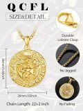 wholesale 925 Sterling Silver S925 Virgo Zodiac Necklace for Men - 3D Engraved Pendant with Box Chain (Silver)-0-6