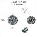 wholesale 925 Sterling Silver Vegvisir Compass Norse Pendant for Men's Necklaces with Black Stone and Abalone Shell Inlay Gifts-0-4
