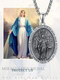 wholesale 925 Sterling Silver Admetus Patron Saint Necklace | Amulet Cross Jewelry for Men with 2.5mm 22+2 Rolo Chain -0-6