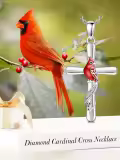 wholesale White Gold Plated 925 Sterling Silver Red Cardinal Bird Pendant Necklaces Wholesale 925  for Women-0-2