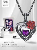 wholesale 925 Sterling Silver Red Rose Black Heart Birthstone Necklace for Women-0-2