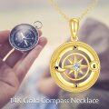 wholesale 14K Gold Compass Pendant Necklace with Diamond Accent and Moon Phase Design for Women (Length: 36)-0-3
