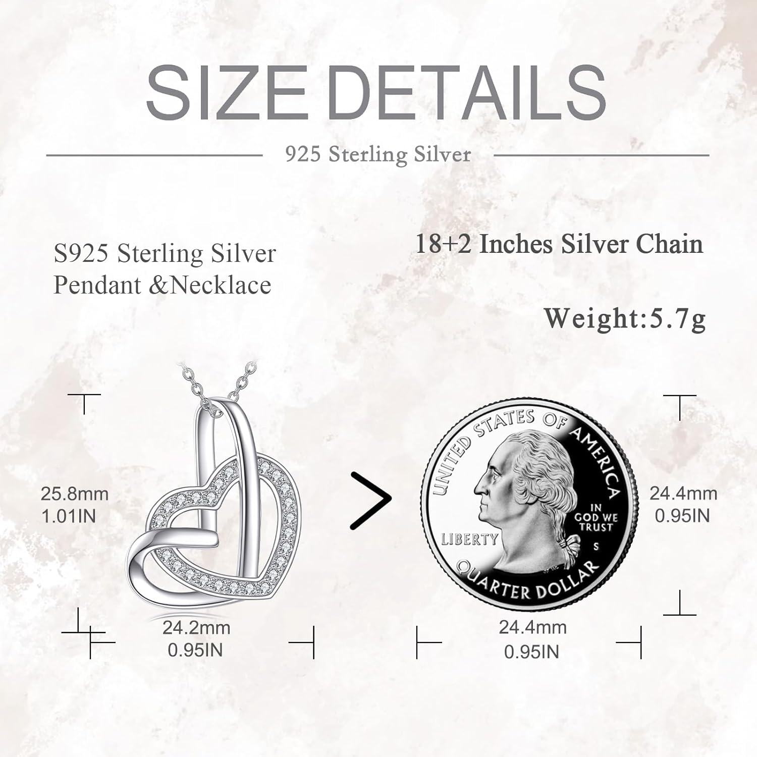 wholesale 925 Sterling Silver Infinity Heart Angel Wings Double Heart Pendant Memorial Necklace with Cubic Zirconia Stones 45cm Chain Length-0-4