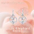 wholesale 925 Sterling Silver Cute Elephant Heart Moonstone Drop Earrings Rose Gold Plated-0-5