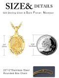wholesale 925 Sterling Silver & 24k Gold Plated Saint Florian Firefighter Medal Pendant Necklace for Men/Women-0-1