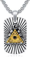 wholesale 925 Sterling Silver Evil Eye Triangle Pendant Necklace  for Men Punk Protection Jewelry-0-0