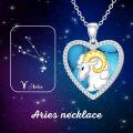 wholesale 925 Sterling Silver Heart-Shaped Aries Turquoise Pendant Necklace for Women-0-1