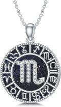 wholesale Sterling Silver Blue Sandstone 12 Zodiac Constellation Necklace for Women Men-0-35