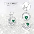 wholesale 925 Sterling Silver Moon & Star Pendant Green Heart Gemstone Necklace s for Her-0-5