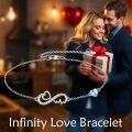 wholesale 925 Sterling Silver Heartbeat Infinity Love Charm Blue Crystal Bracelet for Women-0-1