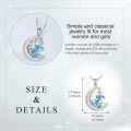 wholesale 925 Sterling Silver Dolphin Moon Star Pendant Necklace Blue Ocean s for Women-0-3