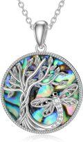 wholesale Sterling Silver Crystal Abalone Shell Animal Pendant Tree of Life Necklace-0-18