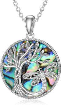 wholesale Sterling Silver Crystal Abalone Shell Animal Pendant Tree of Life Necklace-2-Abalone Shell-Dragonfly