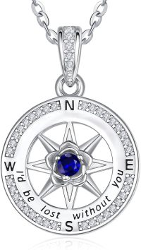 wholesale Sterling Silver Birthstone Compass Necklace for Women Gift Idea-09-Sept-Vine-09-Sept