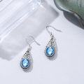 wholesale Sterling Silver 10mm Oval Cut Birthstone Oxidized Filigree Dangle Earrings-0-2