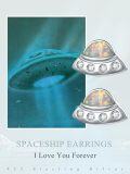 wholesale 925 Sterling Silver UFO Shape Opal & Cubic Zirconia Stud Earrings for Sensitive Skin-0-3