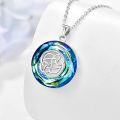 wholesale 925 Sterling Silver Round Blue Crystal Celtic Knot Trinity Pendant Necklace-0-2
