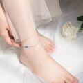 wholesale 925 Sterling Silver Butterfly Blue Crystal Adjustable Ankle Anklet-0-4