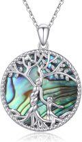 wholesale 925 Sterling Silver Abalone Shell Mother & Child Tree of Life Pendant Necklace-0-0