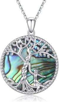 wholesale 925 Sterling Silver Abalone Shell Mother & Child Tree of Life Pendant Necklace-Tree of Life-01