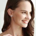 wholesale 925 Sterling Silver Winged Dragon Blue Opal Stud Earrings White Gold Plated-0-2