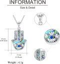 wholesale 925 Sterling Silver Metal Abalone Shell Blue Evil Eye Hamsa Hand Pendant Necklace for Women and Men-0-4
