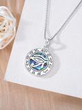 wholesale 925 Sterling Silver Egyptian Eye of Horus Pendant Necklace with Abalone Shell and Symbols-0-4