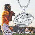 wholesale 925 Sterling Silver Super Bowl Football Sport Pendant Necklace Gift for Men Women-0-4