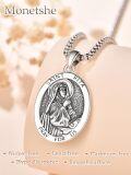 wholesale 925 Sterling Silver St Rita Medal Necklace for Women Girls Catholic Jewelry Prayer Gift 3D Pray For Us Charm Pendant Chain Christian Faith Gifts-0-3