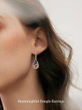 wholesale 925 Sterling Silver Enamel Hummingbird Flower Teardrop Dangle Earrings Gift-0-1