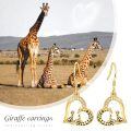 wholesale Gold 925 Sterling Silver Heart-Shaped Giraffe Dangle Drop Earrings -0-4