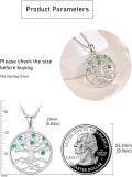 wholesale 925 Sterling Silver Round Cut Emerald & Blue Sapphire Tree Of Life Pendant Necklace 45cm Chain Length-0-4