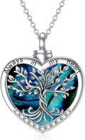 wholesale 925 Sterling Silver Tree of Life Urn Necklace for Ashes Heart Cremation Jewelry Memorial Keepsake with Funnel Filler for Women Men-0-0