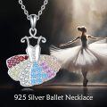 wholesale 925 Sterling Silver Rainbow Crystal Ballerina Pendant Necklace for Women Girls Gifts-0-1