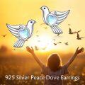 wholesale 925 Sterling Silver Heart Dove Bird Stud Earrings with Blue Stone-0-5