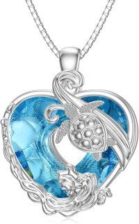 wholesale 925 Sterling Silver Heart-Shaped Turtle Pendant Necklace - Ocean Life s for Her-20