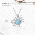 wholesale 925 Sterling Silver Larimar Crab Pendant Necklace with Cubic Zirconia Accents-0-4