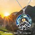 wholesale 925 Sterling Silver Blue Crystal Mountain Range Pendant Necklace with Gold Sun and Black Stone Accents for Nature Enthusiasts-0-5