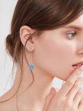wholesale 925 Sterling Silver Blue Opal Leaf Threader Drop Dangle Earrings for Women Girls Gift Jewelry Accessories 4cm Long Chain Minimalist Fashion Style Lightweight Hypoallergenic Safe Nickel Free Lead-Free Cadmium-Free-0-1
