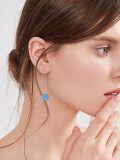 wholesale 925 Sterling Silver Blue Leaf Long Chain Earrings-0-1