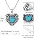 wholesale 925 Sterling Silver Heart Locket Pendant with Turquoise Stone Photo Frame Necklace for Women - I Love You to the Moon Gift-0-4