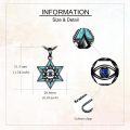 wholesale 925 Sterling Silver Turquoise Eye Star of David Pendant Necklaces for Women Men Judaica Gift 24 Chain-0-4