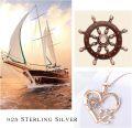 wholesale Rose Gold 925 Sterling Silver Heart Anchor Wheel Pendant Necklace - Nautical s for Women-0-3