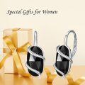 wholesale Sterling Silver Black Onyx Drop Earrings for Women, Elegant Dangle Lever Back Hypoallergenic Jewelry, Gift for Mom Wife Sister-0-2