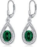 wholesale Sterling Silver Genuine Simulated Birthstone Teardrop Leverback Earrings-0-18