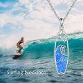 wholesale 925 Sterling Silver Blue Opal Surfer Pendant Necklace for Women-0-4