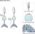 wholesale 925 Sterling Silver Blue Opal Mermaid Tail Drop Earrings-0-2