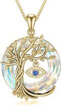 wholesale Sterling Silver Crystal Evil Eye Tree of Life Pendant Necklace - Gold Plated-0-12